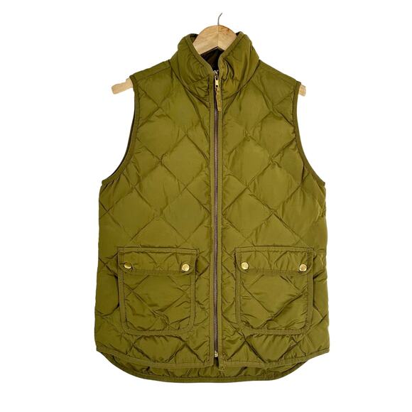 J.CREW Excursion‎ Olive Green Quilted Down Vest Womans Size XS - Picture 1 of 10